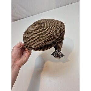 Magill Hat Newsboy Cap Fitted Mens S Brown Check Tweed Ear Flap Lined Winter